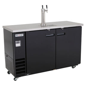 NexChef K61-1D Commercial 61" Kegerator Beer Dispenser Refrigerator, One Double-Tap Tower, Three 1/2 Keg Capacity, 3 Door Nexchef