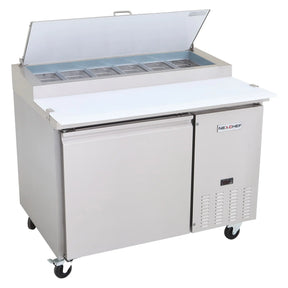 NexChef PR47 Commercial 47" Pizza Prep Refrigerator, 2 Door Refrigerated Base Nexchef