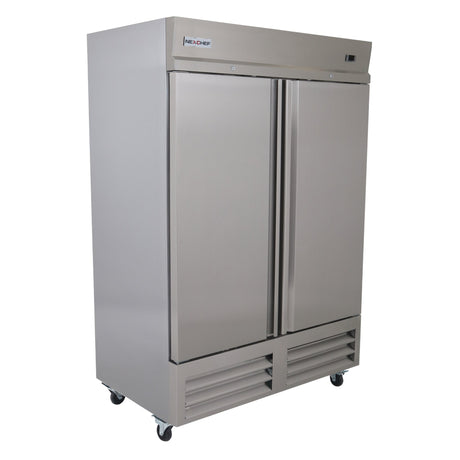 NexChef RBM2 Commercial 54" Two Section Reach-In Refrigerator, 2 Solid Stainless Steel Door - Nexchef