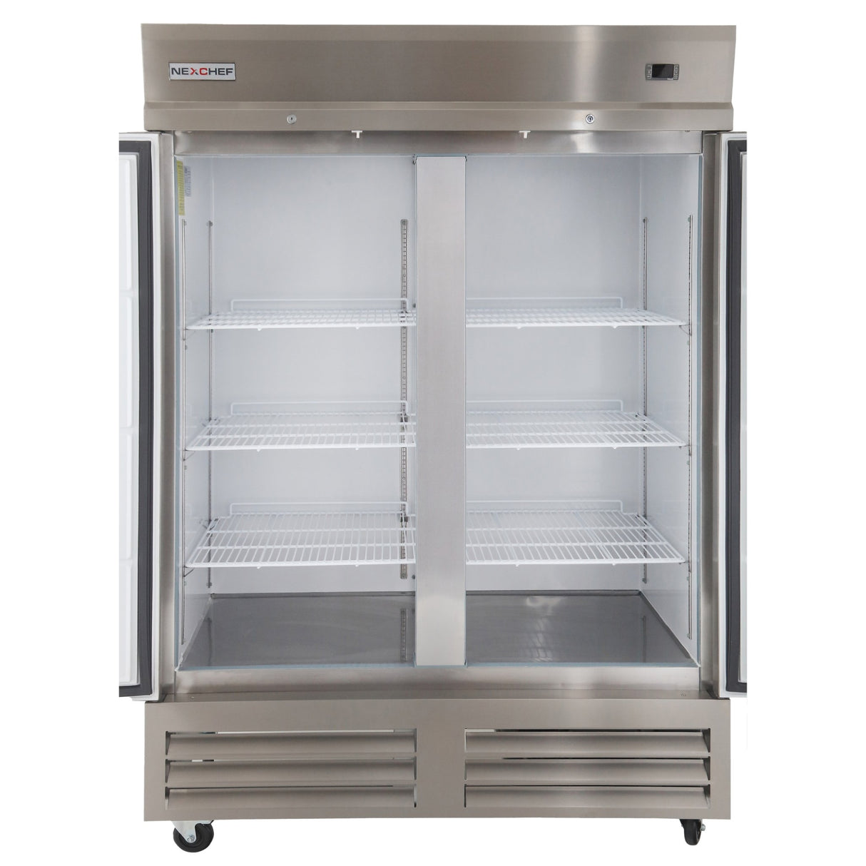 NexChef RBM2 Refrigerador comercial de dos secciones de 54 pulgadas, 2 puertas sólidas de acero inoxidable