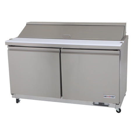 NexChef SU61 Refrigerador comercial de mesa para preparación de sándwiches/ensaladas de 61", base refrigerada de 2 puertas