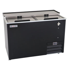 NexChef BT50 Commercial  50" Horizontal Bottle Cooler, Black Exterior, 2  Slide Tops Nexchef